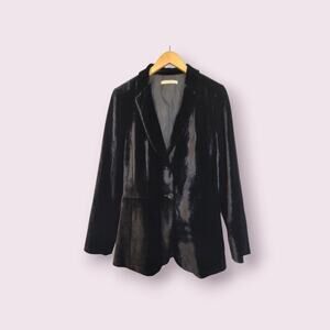 PENNY BLACK Women's 2 Button Silk Blend‎ Velvet Blazer Size 10 Black
